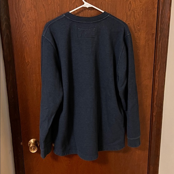 L.L. Bean Navy Men's Waffle Knit Fleece Lined Henley Size Large - Picture 2 of 5